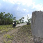 Zooming past a termite mound on an impromptu off-road detour