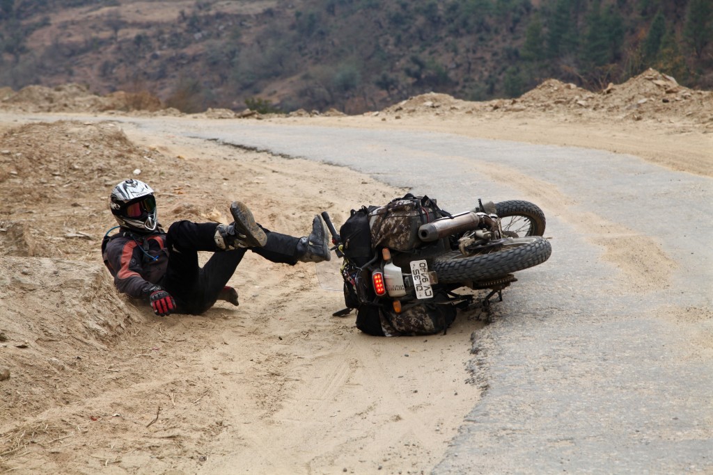 And the boss is down Shahwar slips while parking his bike